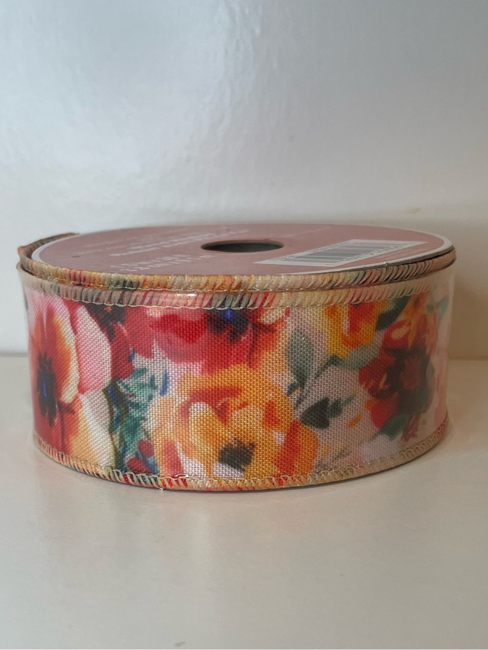 Fall Wired Ribbon Spool  1.5”x30feet- Orange Floral pattern